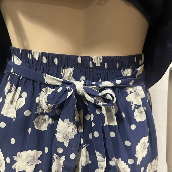 Vintage silk 2 piece Floral Navy set 4 - Picture 8 of 10